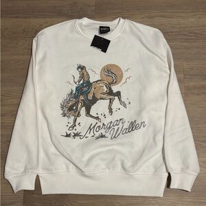Morgan Wallen White Graphic Crewneck Sweatshirt